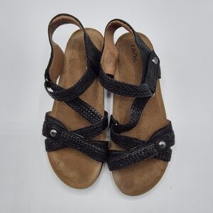 Taos Footwear Black Braided Slingback Sandals